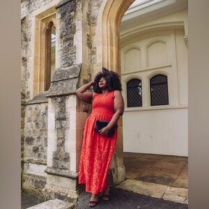 Hill House Home Cosima Nap Poppy Red Floral Lace Sleeveless Maxi Dress size XL